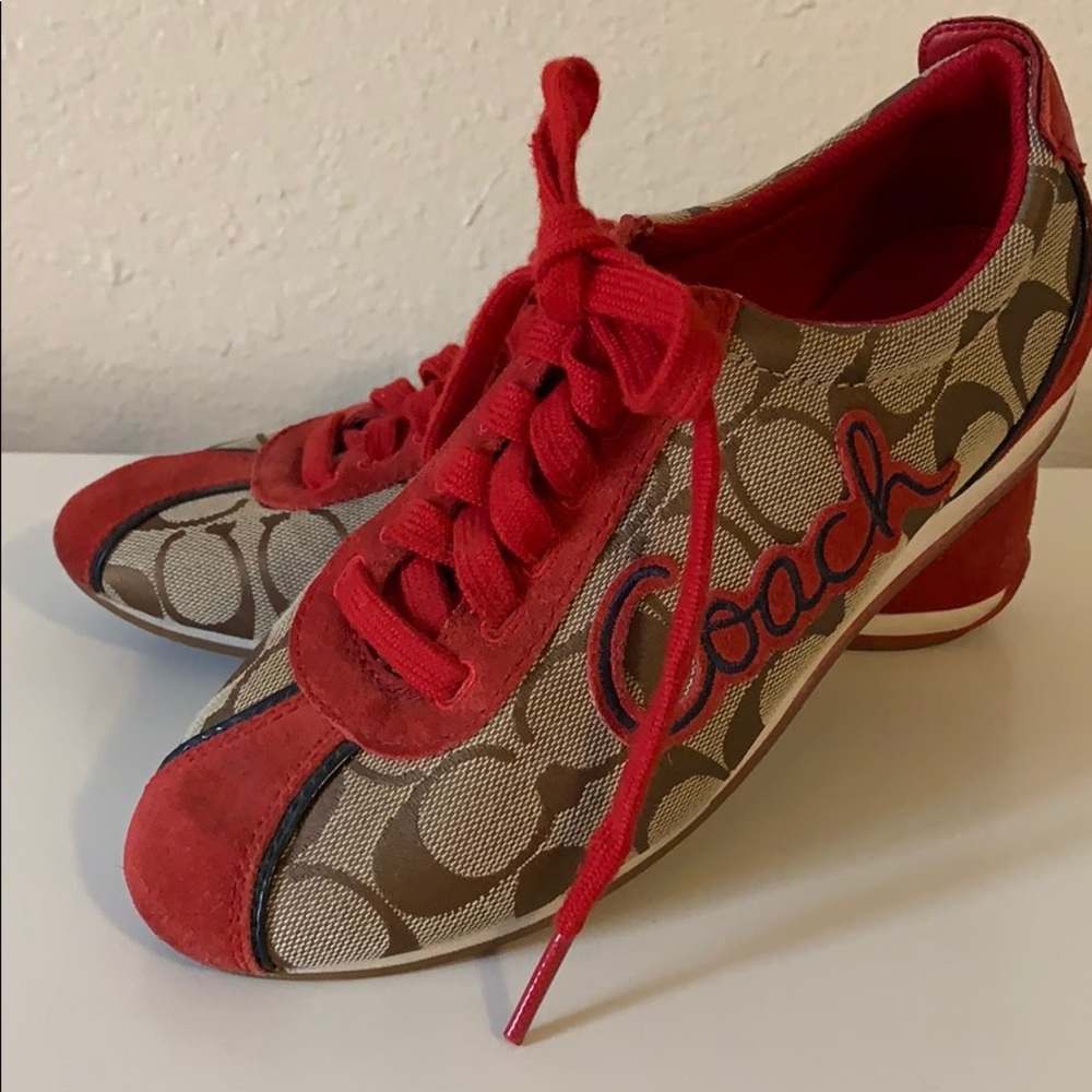 Coach shoes - red, brown, tan